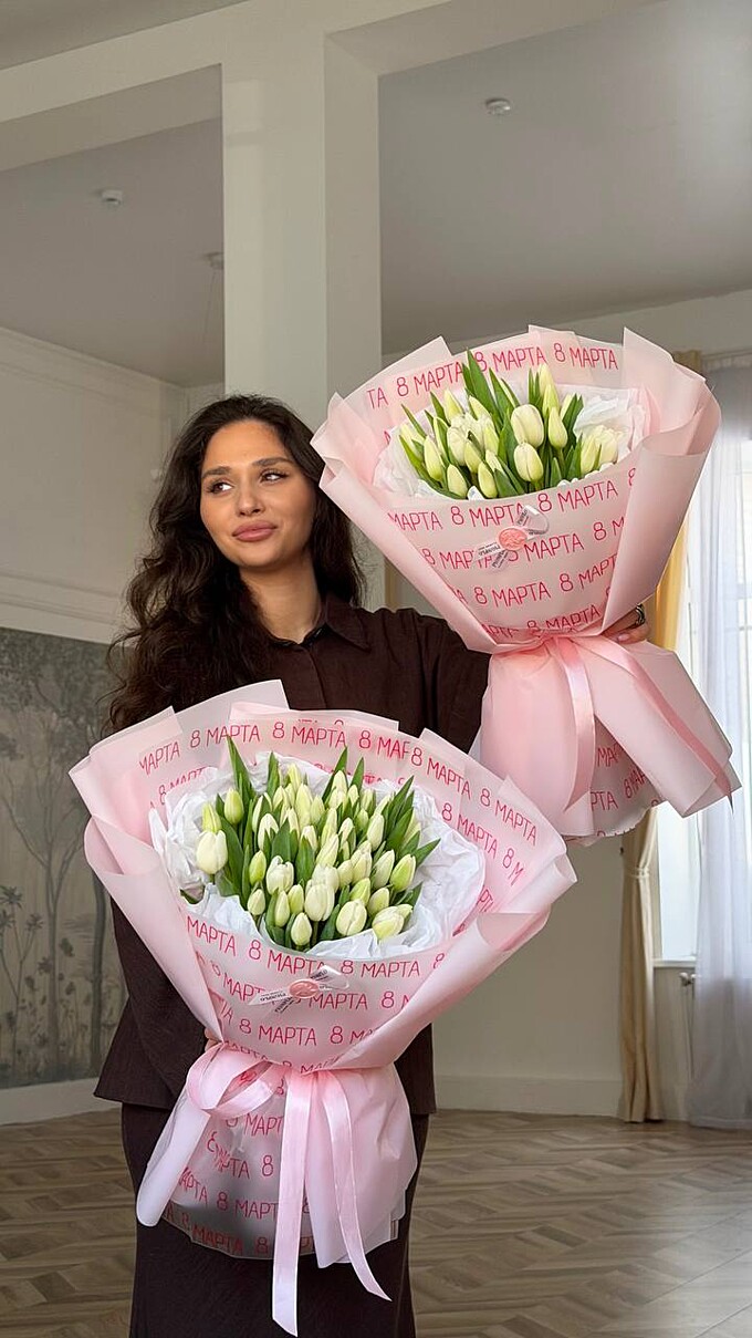  Букет из белых тюльпанов от PIONFLO