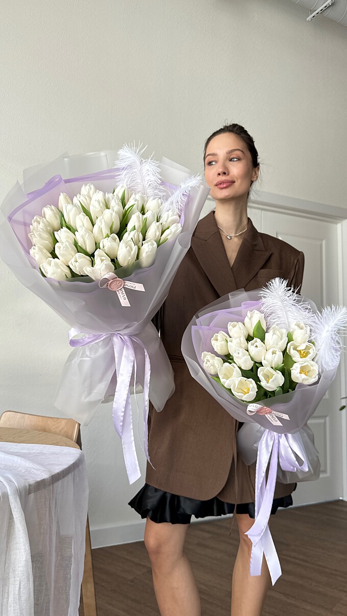  Букет  Белоснежные тюльпаны