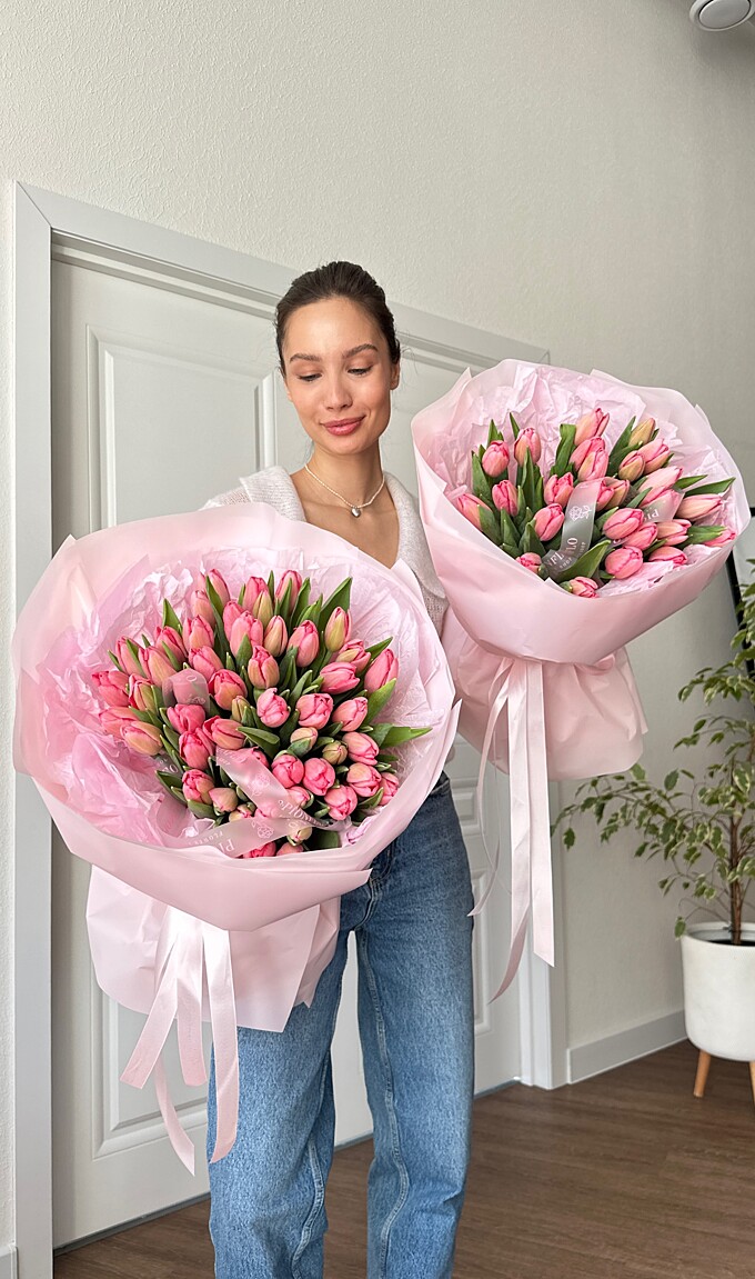  Розовые тюльпаны к 8 марта от PIONFLO