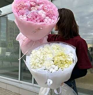 Гортензия и диантус